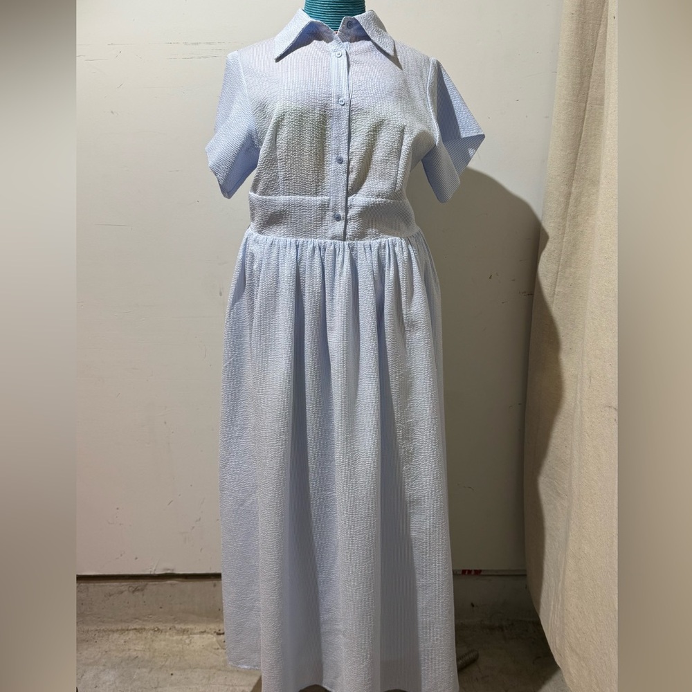 Chic Light Blue Midi Dress